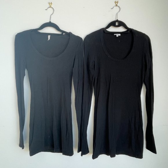 Splendid Tops - Splendid Scoop Neck Solid Long Sleeve Top 2-Piece Bundle Black Size Small